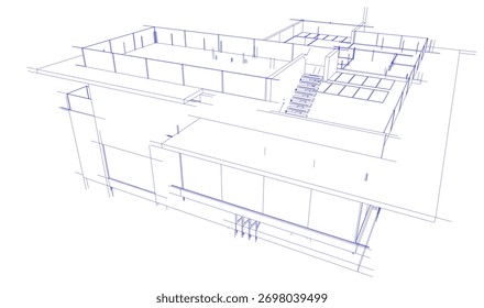 Haus Skizze architektonische 3D-Rendering