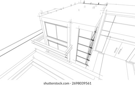 Haus Skizze architektonische 3D-Rendering