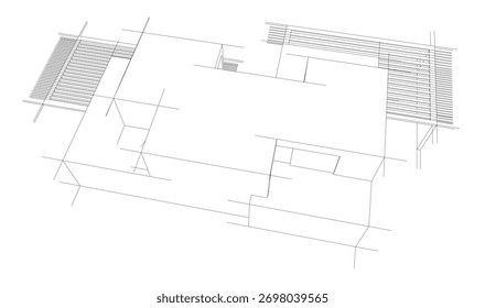 Haus Skizze architektonische 3D-Rendering