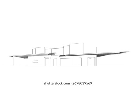 Bosquejo de la casa 3d renderizado arquitectónico