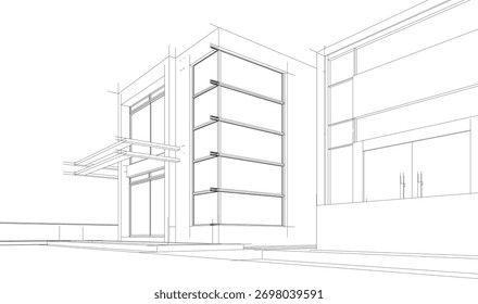 House sketch architectural 3d rendering