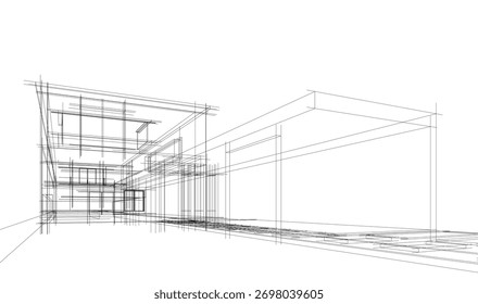 Haus Skizze architektonische 3D-Rendering