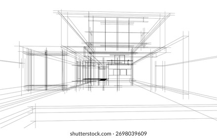 Haus Skizze architektonische 3D-Rendering