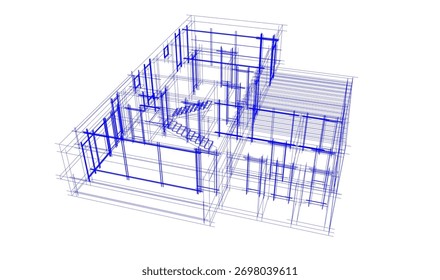 Bosquejo de la casa 3d renderizado arquitectónico