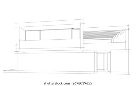 Bosquejo de la casa 3d renderizado arquitectónico