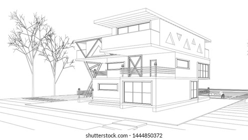 house sketch concept 3d illustration