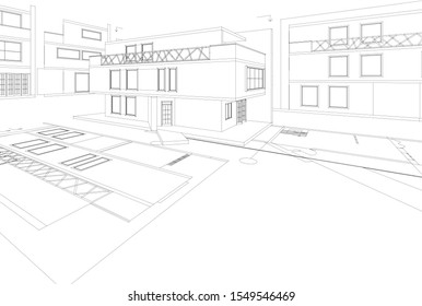 house sketch concept 3d illustration
