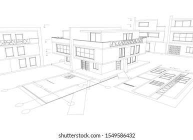 house sketch concept 3d illustration