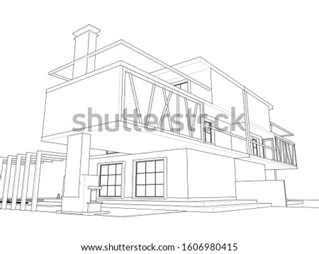 house sketch concept 3d illustration