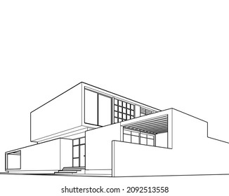 ilustración 3d del plano de esbozo de casa