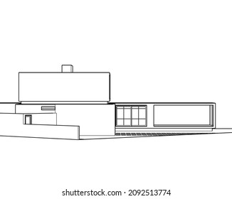 house sketch drawing vector 3d illustration
