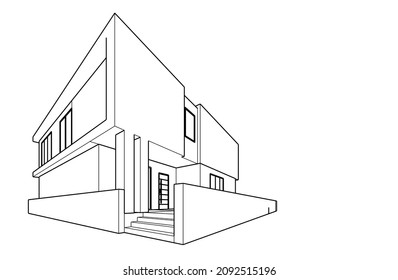 house sketch drawing vector 3d illustration