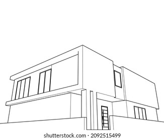 house sketch drawing vector 3d illustration