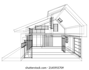 house sketch drawing vector illustration