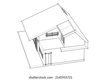 house sketch drawing vector illustration