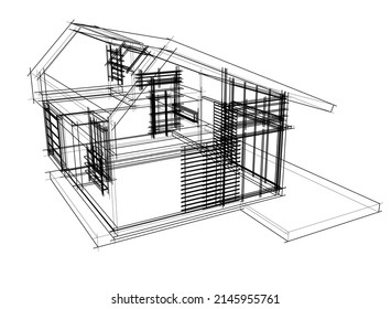 house sketch drawing vector illustration