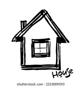 Icono de boceto de casa para web, móvil e infografía. Icono de gris oscuro vector dibujado a mano aislado en fondo gris claro.