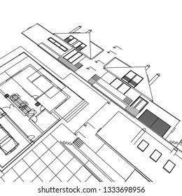 house sketch project, 3d illustration