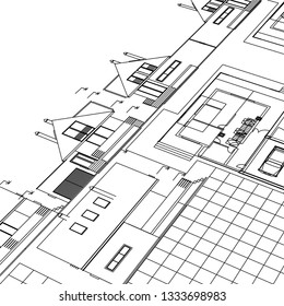 house sketch project, 3d illustration