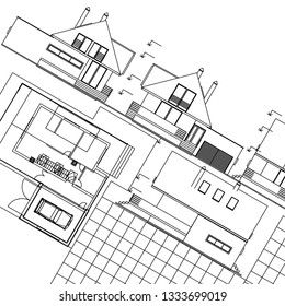 house sketch project, 3d illustration