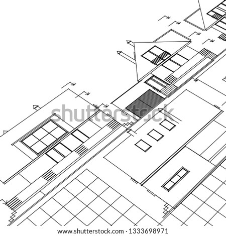 house sketch project, 3d illustration