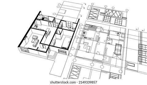 house sketch project 3d rendering
