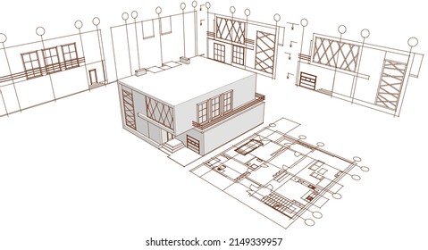house sketch project 3d rendering
