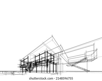 house sketch vector 3d illustration