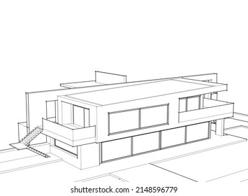 house sketch vector 3d illustration