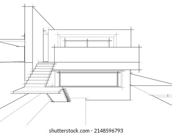 house sketch vector 3d illustration