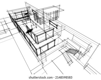 house sketch vector 3d illustration