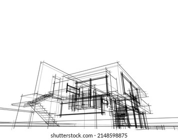 house sketch vector 3d illustration