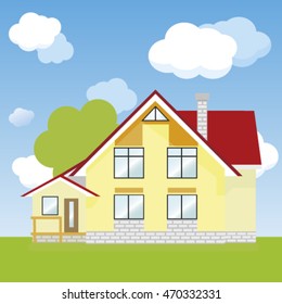 House sky grass flat
