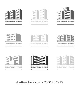House skyscraper logo background text holder set, isolated vector illustration