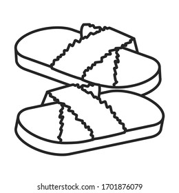 Icono vectorial del portaobjetos.Icono vector de contorno aislado en la pantufla de fondo blanco.