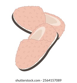 House slippers cartoon colorful warm furry footwear items for women and kids vector illustration