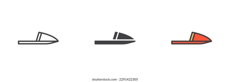House slippers different style icon set. Line, glyph and filled outline colorful version, outline and filled vector sign. Symbol, logo illustration. Vector graphics