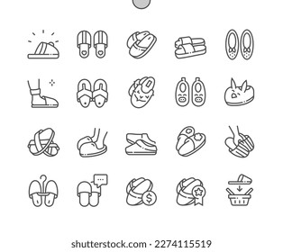 House slippers. Home shoes. Children slippers. Buy, price and reviews. Pixel Perfect Vector Thin Line Icons. Simple Minimal Pictogram