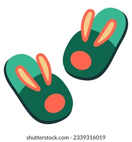 House slippers with rabbit ears icon. Vector illustration.