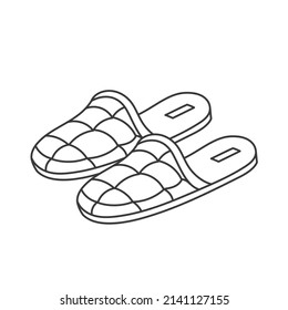 House slippers shoe. Flip flops. Line icon. Editable stroke.