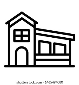 House with a sloping roof icon. Outline house with a sloping roof vector icon for web design isolated on white background