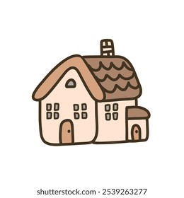 House with sloping roof in soft colors vector illustration in flat style, perfect for children's books or cozy designs.