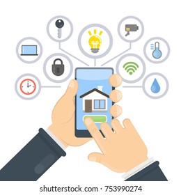 House smart control. Controling home with smartphone.