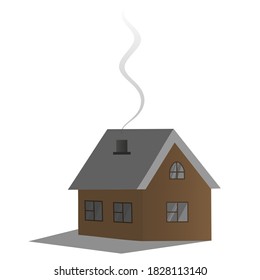 Casa. Huevos de humo de la chimenea. Ilustración vectorial. Fondo blanco aislado. 