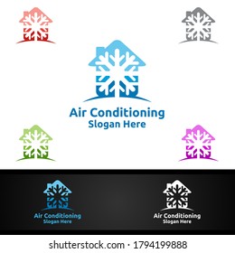 House Snow Air Conditioning And Heating Services Logo Design