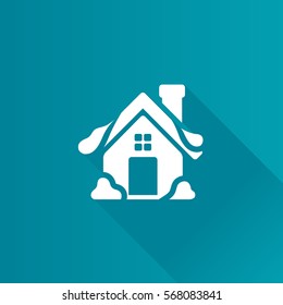 House with snow icon in Metro user interface color style. December Christmas