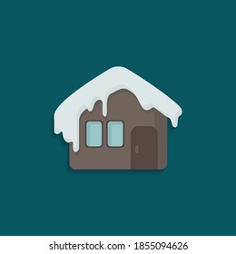 house in snow isolated vector flat illustration. design element
