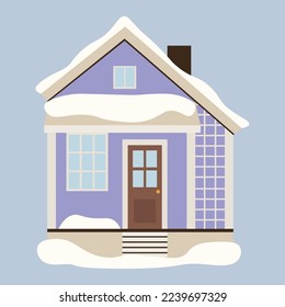 House with snow on light background