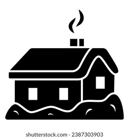 House in snow solid icon, World snow day concept, Small winter cottage sign on white background, christmas home icon in glyph style for mobile concept and web design. Vector graphics