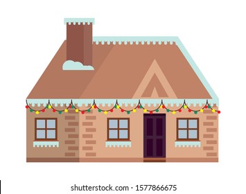 house with snow winter season vector illustration design